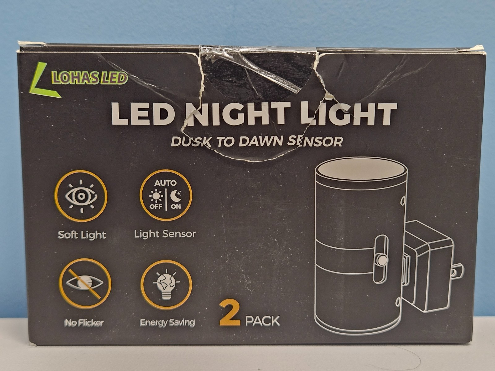 Lohas LED - LED Night Light Dusk to Dawn Sensor 2-Pack - New in Open Box