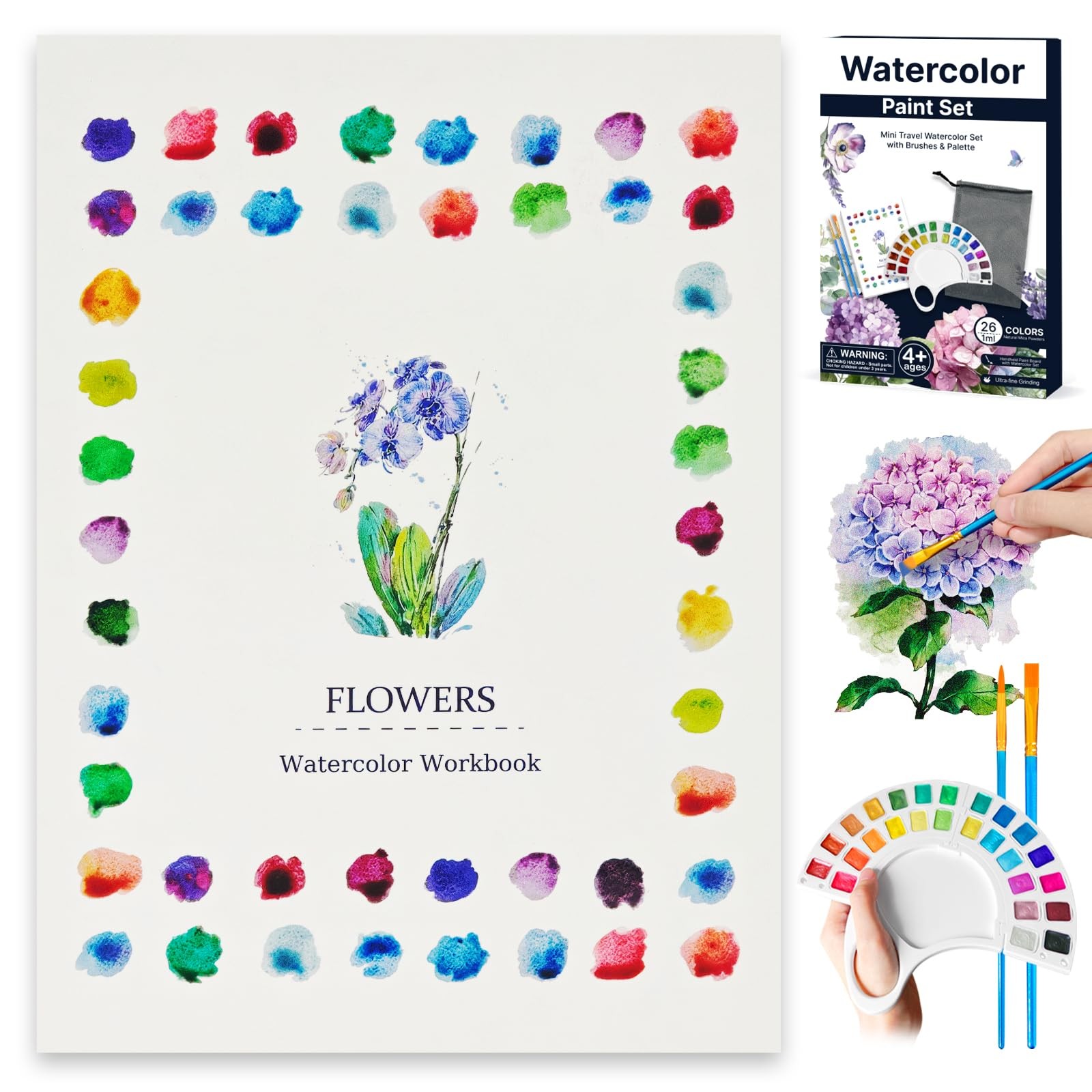 Watercolor Workbook, Water Coloring Book with 13 Pages 300GSM Paper, 26 Color...
