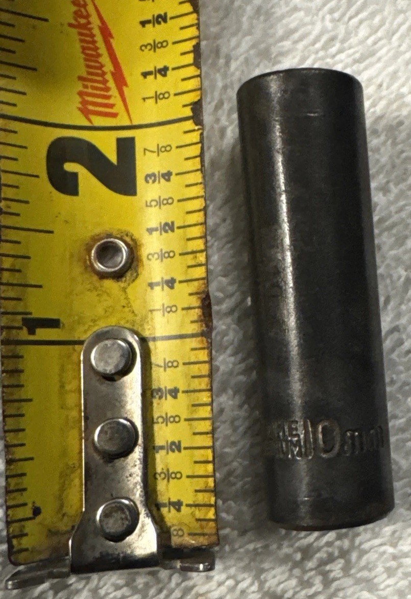10 mm X 1/4” dr,6 Pt SOCKET deep CHROME VANADIUM black oxide vtg tool, 10mm