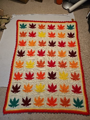 Vintage Handmade Maple/Pot Leaf Afghan Blanket Crochet Pattern