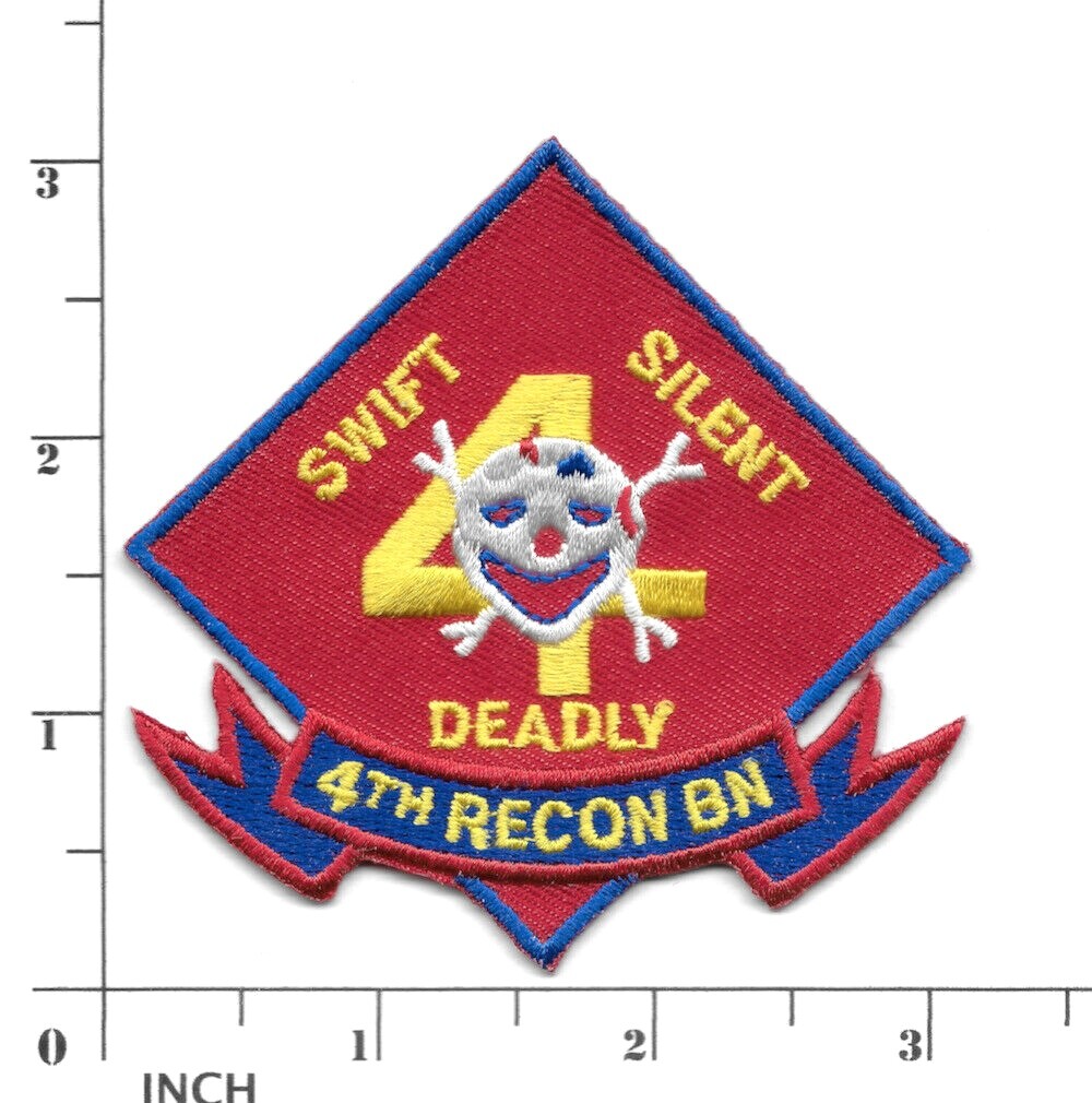 USMC 4th Recon Battalion smaller diamond PATCH Marines SKULL Swift Silent Deadly