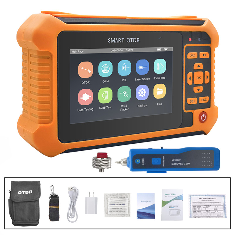 Handheld Time-domain reflectometer OTDR 80KM 24dB/22dB OPM OLS VFL SM SC/FC-UPC