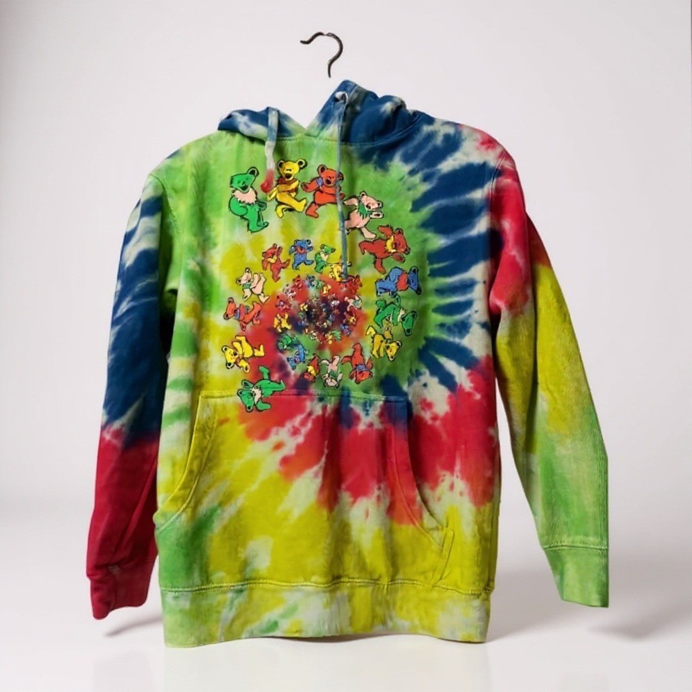 Retro dancing bears tie dye hoodie sweatshirt