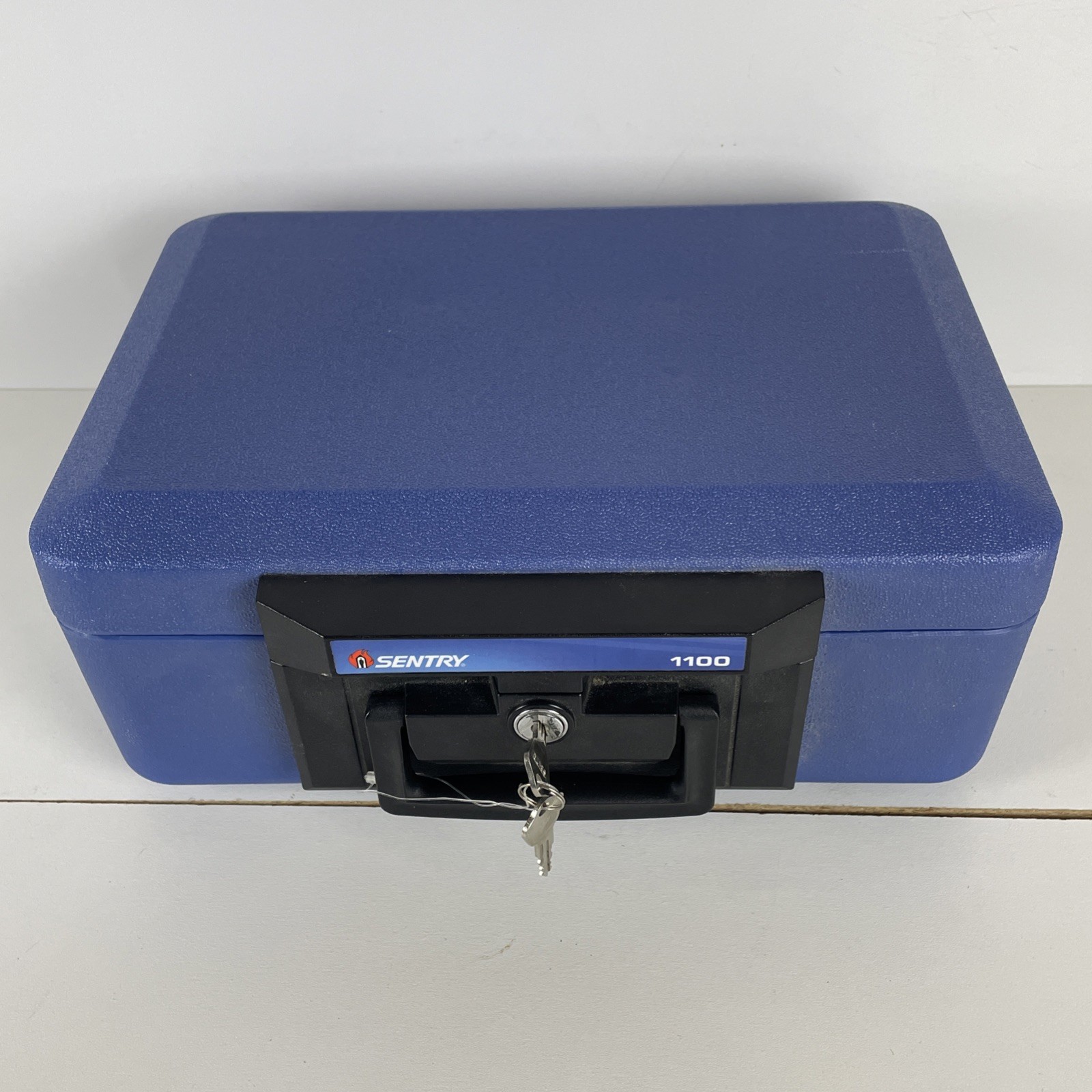 Sentry 1100 With Keys Fire Proof Lock Box Portable Record Protector Blue