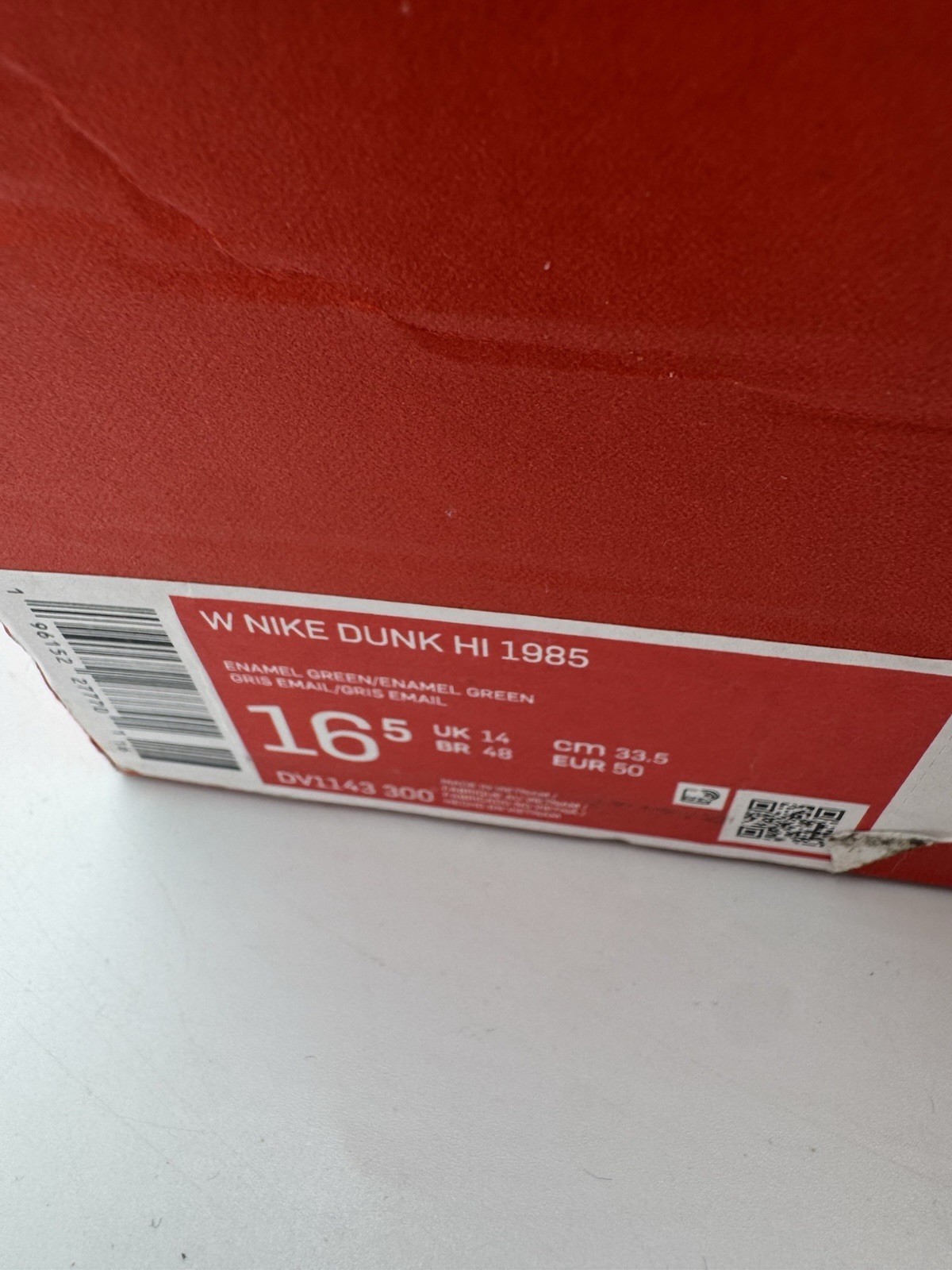 Nike Dunk High 1985 Enamel Green DV1143-300 Size 15 MEN