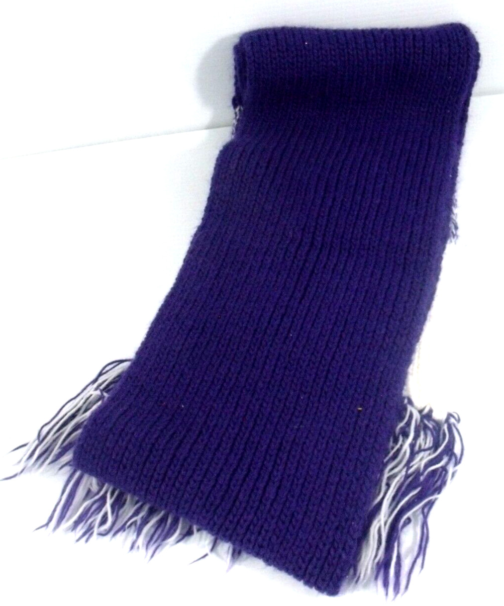 Holloway 100% Acrylic Knit Scarf Purple & White New