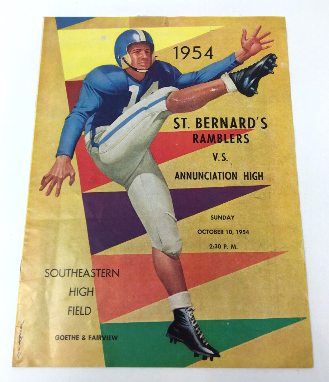 St Bernard's Ramblers vs Annunciation High 1954 Football Prog  Detroit Coca-Cola