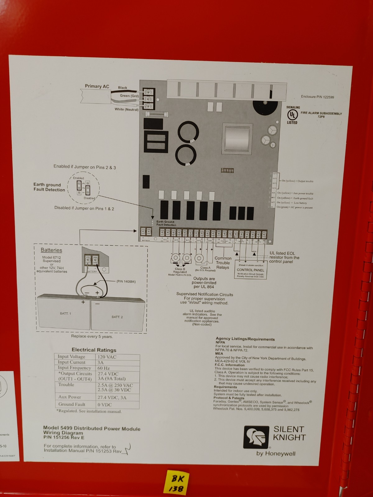 Silent Knight 5499 Distributed Power Module - BOARD w/ ENCLOSURE ONLY