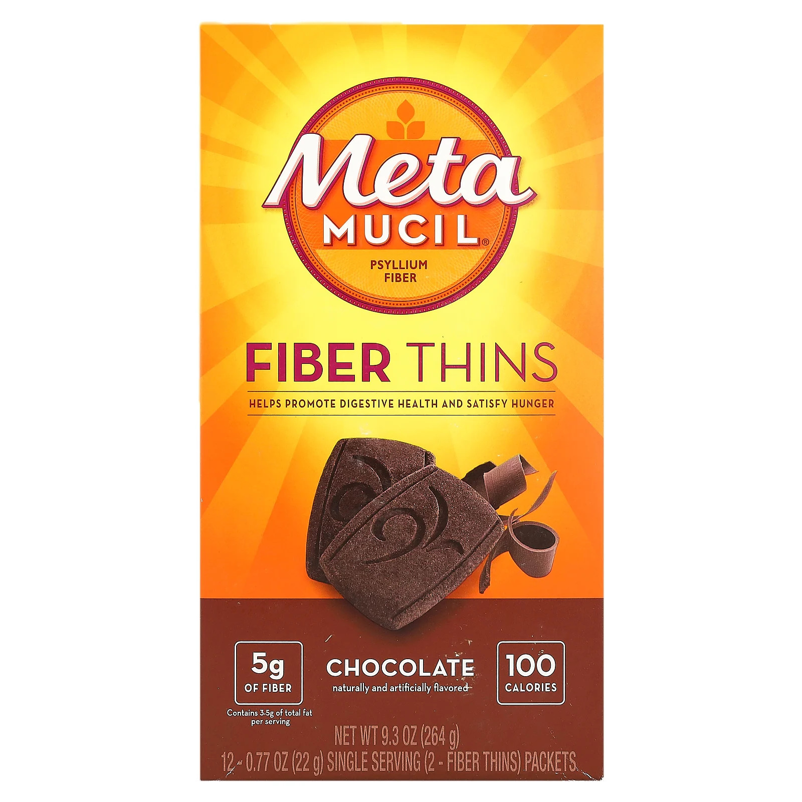 Fiber Thins, Chocolate, 12 Packets, 0.77 oz (22 g) Each