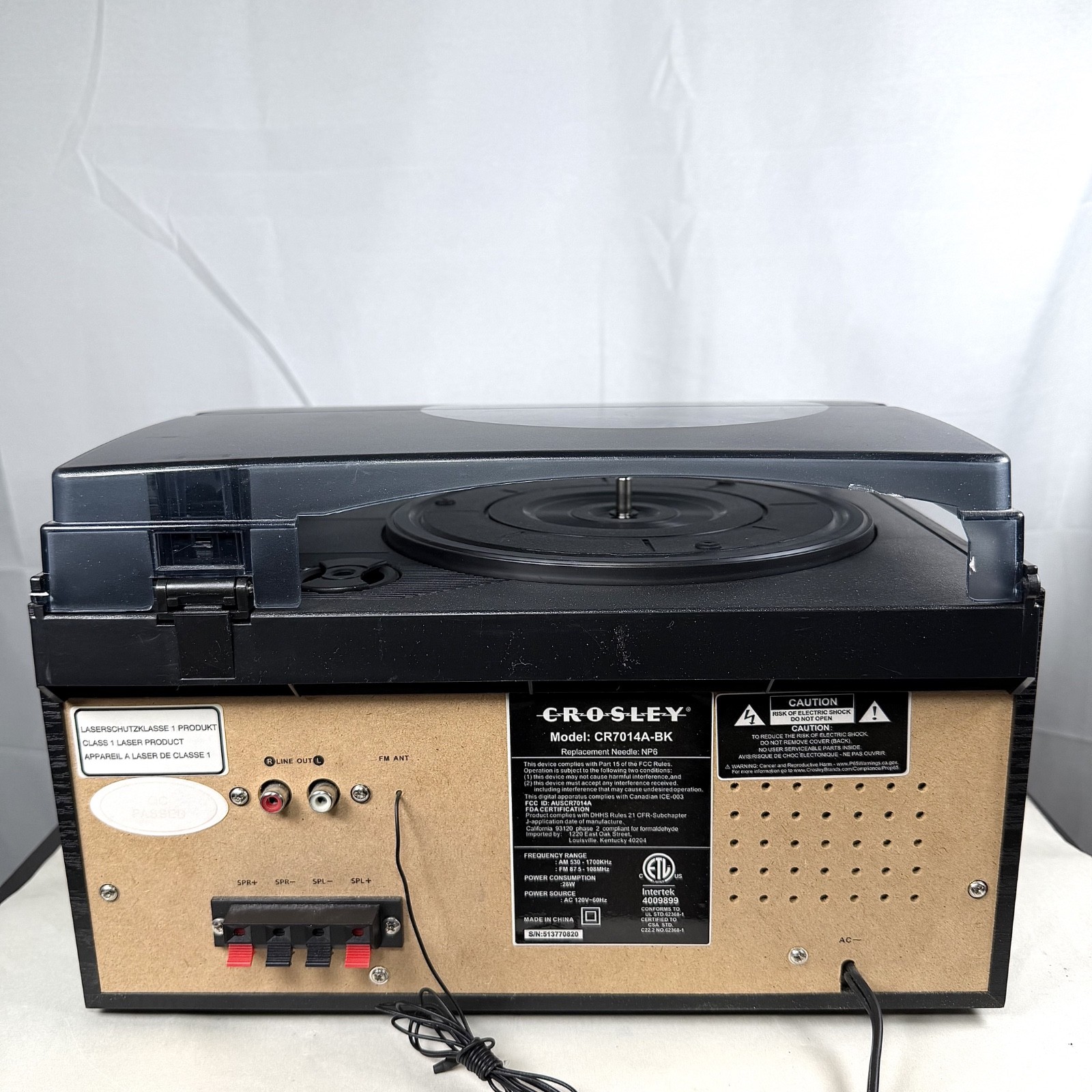 Crosley CR7014A-BK Eclipse Entertainment Center with Speakers / Tested / Working