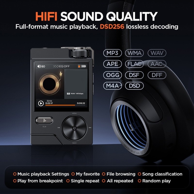 Travel Music Player with Metal Body, Screen, and DSD256 Decoding Screen Display