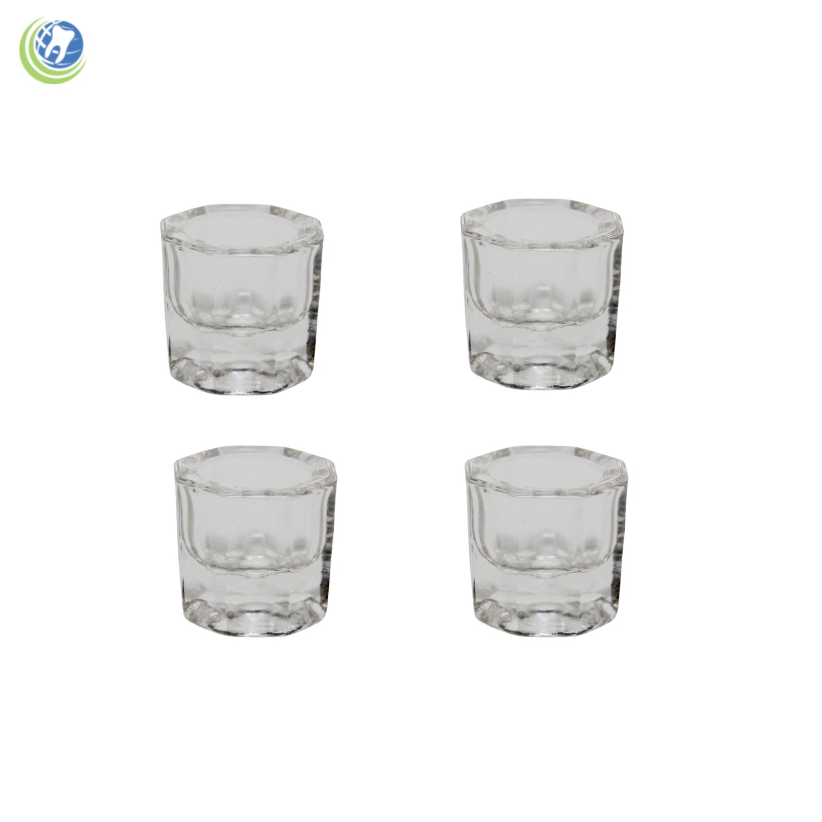 4 x GLASS DAPPEN DISH - CLEAR ACRYLIC LIQUID HOLDER CONTAINER DENTAL COSMETOLOGY