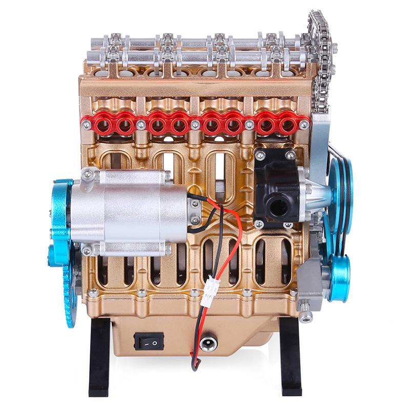 TECHING Metal 4 Cylinder Engine Car Mini Assembled Inline Engine Toy Decoration