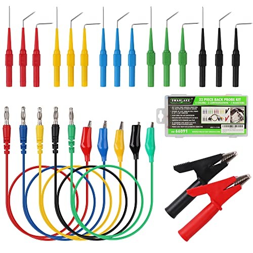 SWANLAKE 22-Piece Back Probe Kit, Multimeter Back Probe Pins 22PCS Milti-color