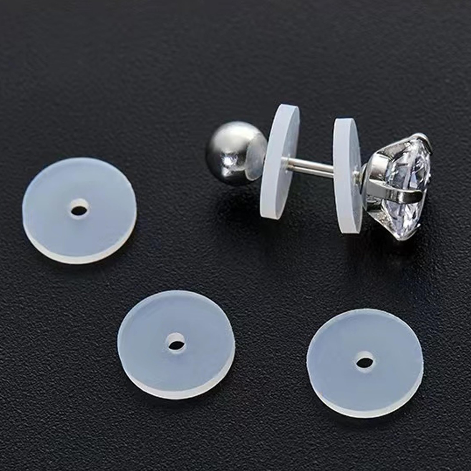 50~100Pcs Silicone Earring Backs Stopper for Piercings, Clear Discs Stabilize...