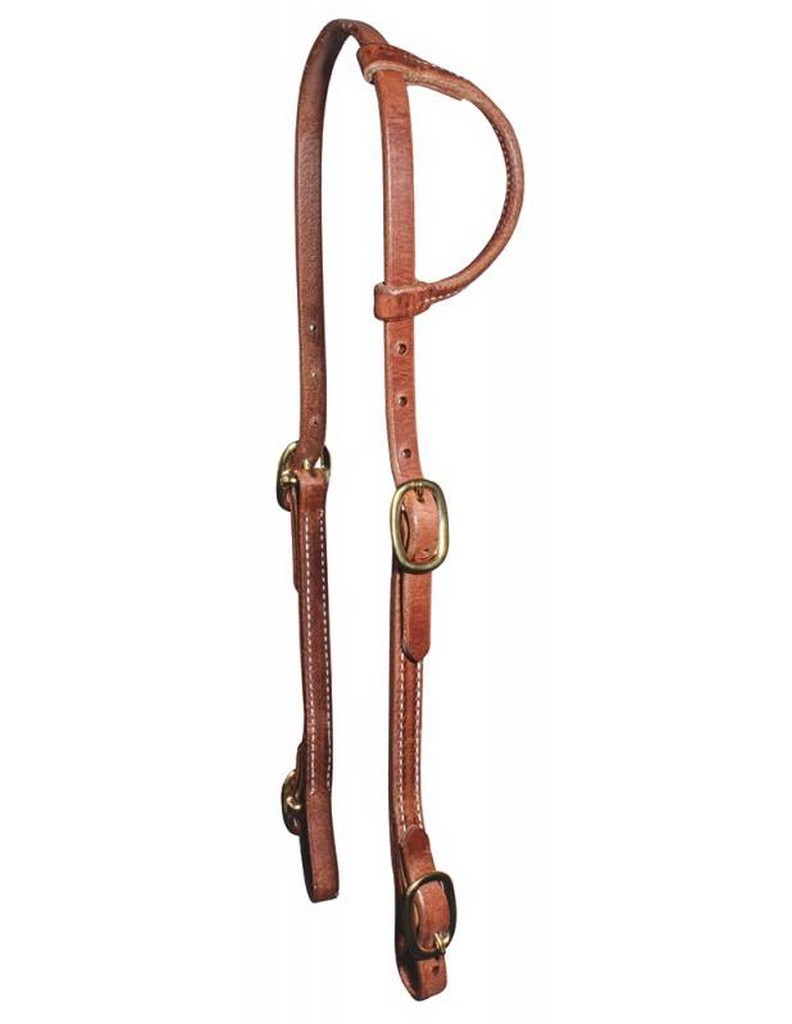 Schutz Headstall One Ear Buckle Leather Brass Buckles Brown 5036BHL