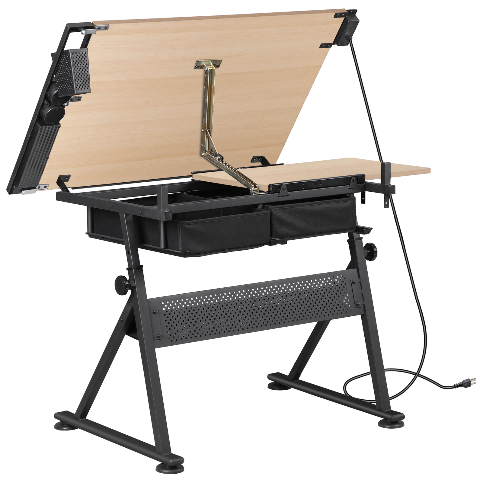Drafting Table with Stool Set Artist Workstation Natural Writing Desk Home