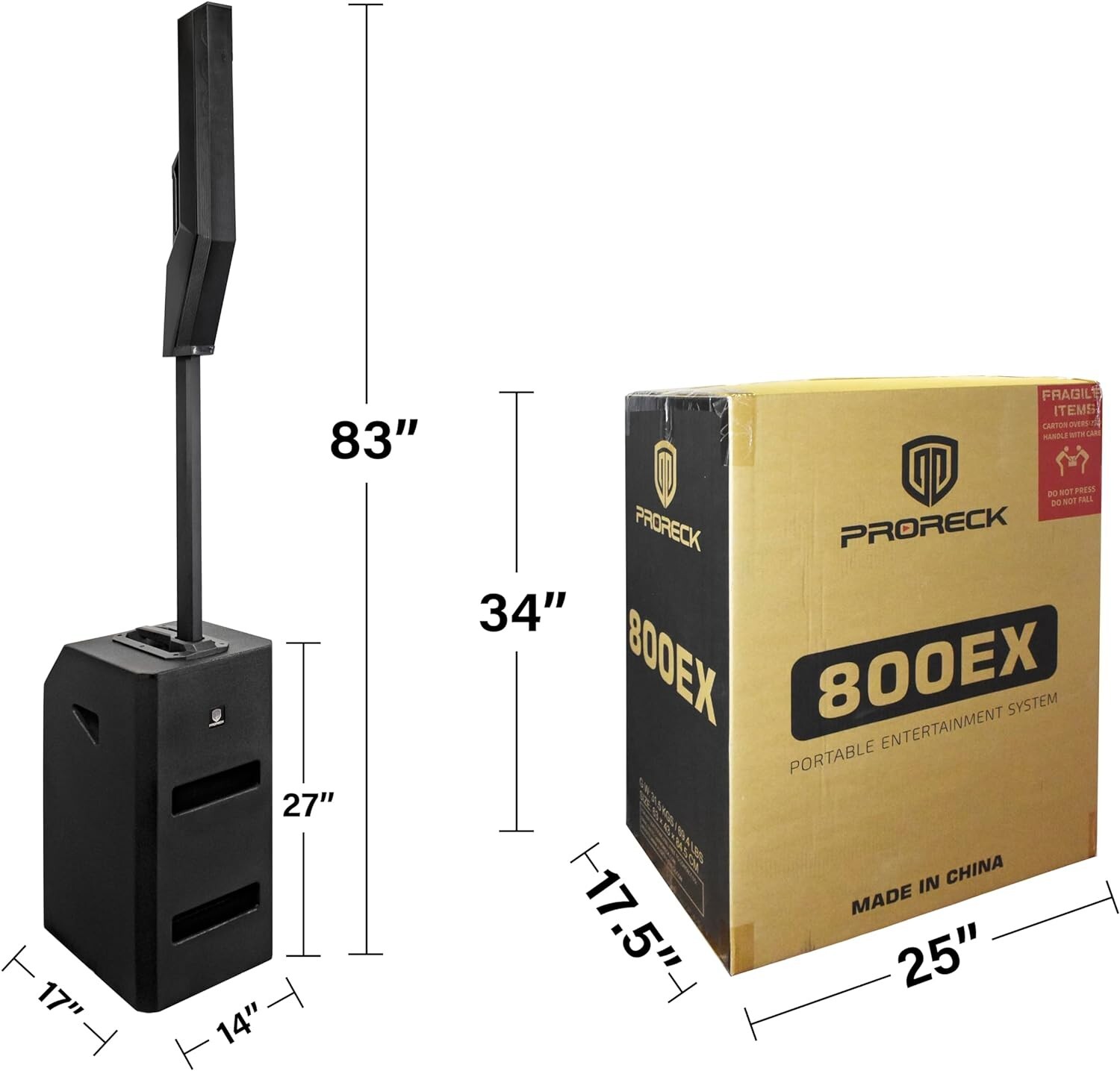PRORECK 800EX DJ Powered Speaker System Array Speaker 12 -inch 800W for Party