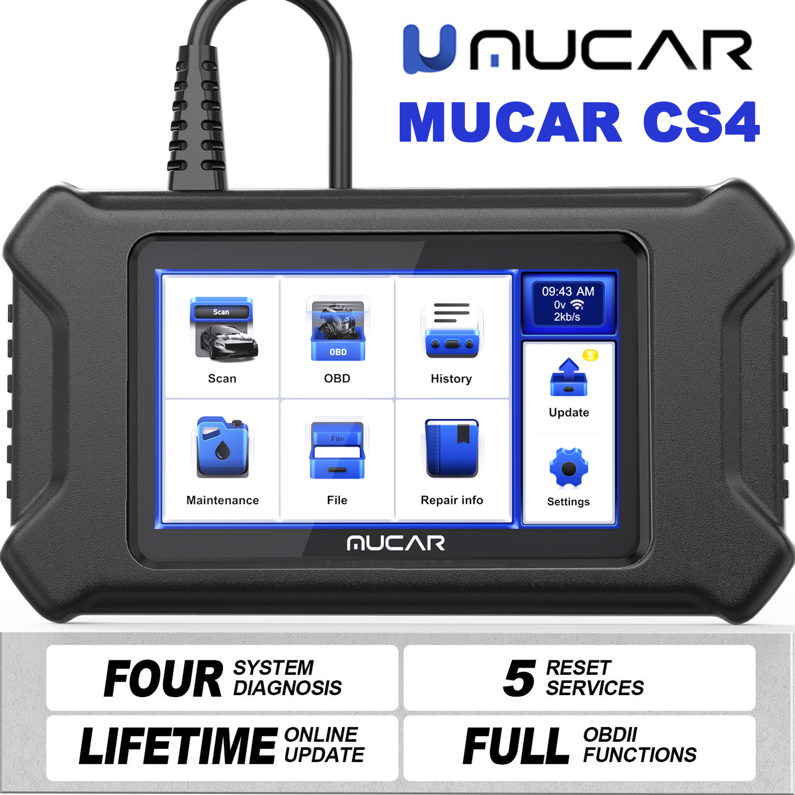 MUCAR Engine Car Diagnostic Tool OBD2 Scanner Multiple Maintenance Reset Service