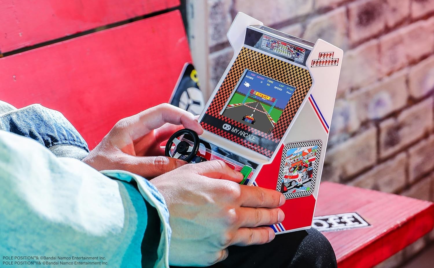 Pole Position Racing Player: Retro Mini Arcade Game Console with 2 Games. Real R