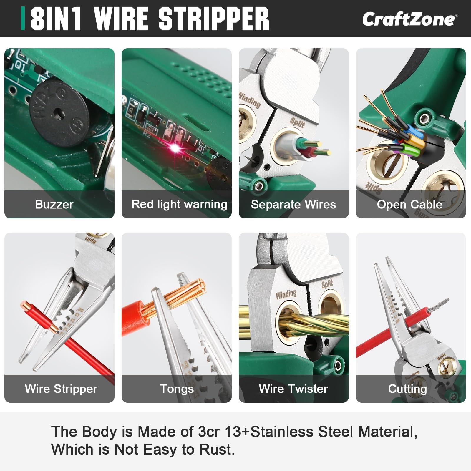 8 in 1 Wire Stripper with Voltage Tester, Multi-function Electric Wire Stripp...