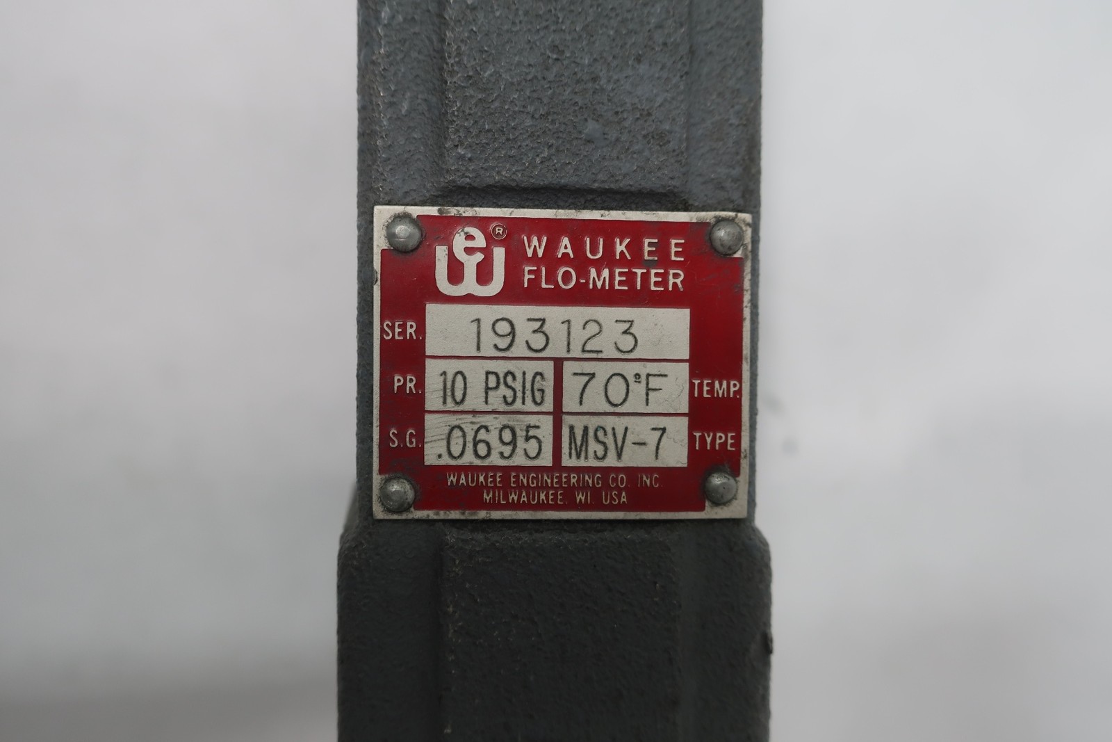 Waukee MSV-7 Hydrogen Flow Meter 0-750cfh
