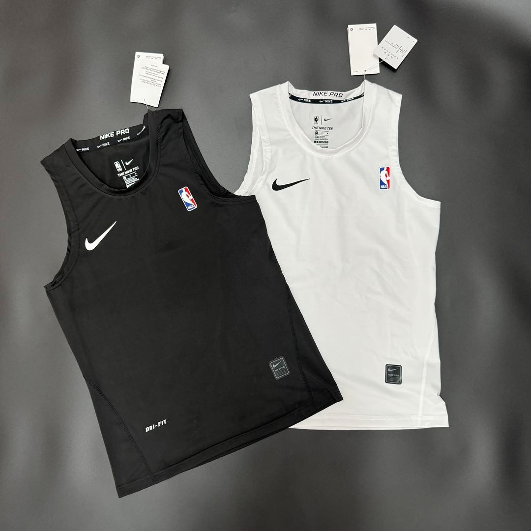 NIKE PRO NBA Compression Tank - White and Black (S-3XL)