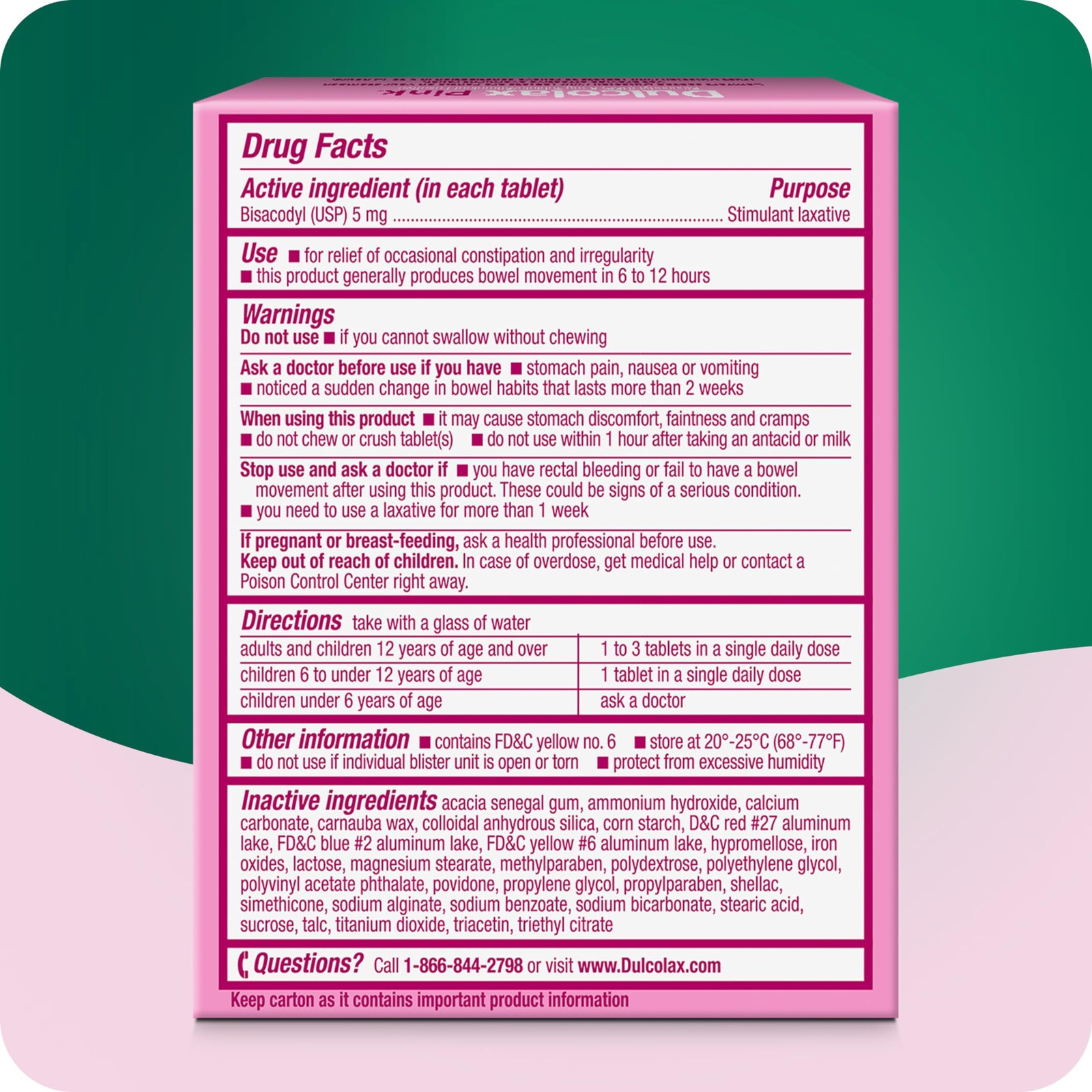 3/27 Dulcolax Pink Stimulant Laxative Tablets, Overnight Laxative, Predictable &