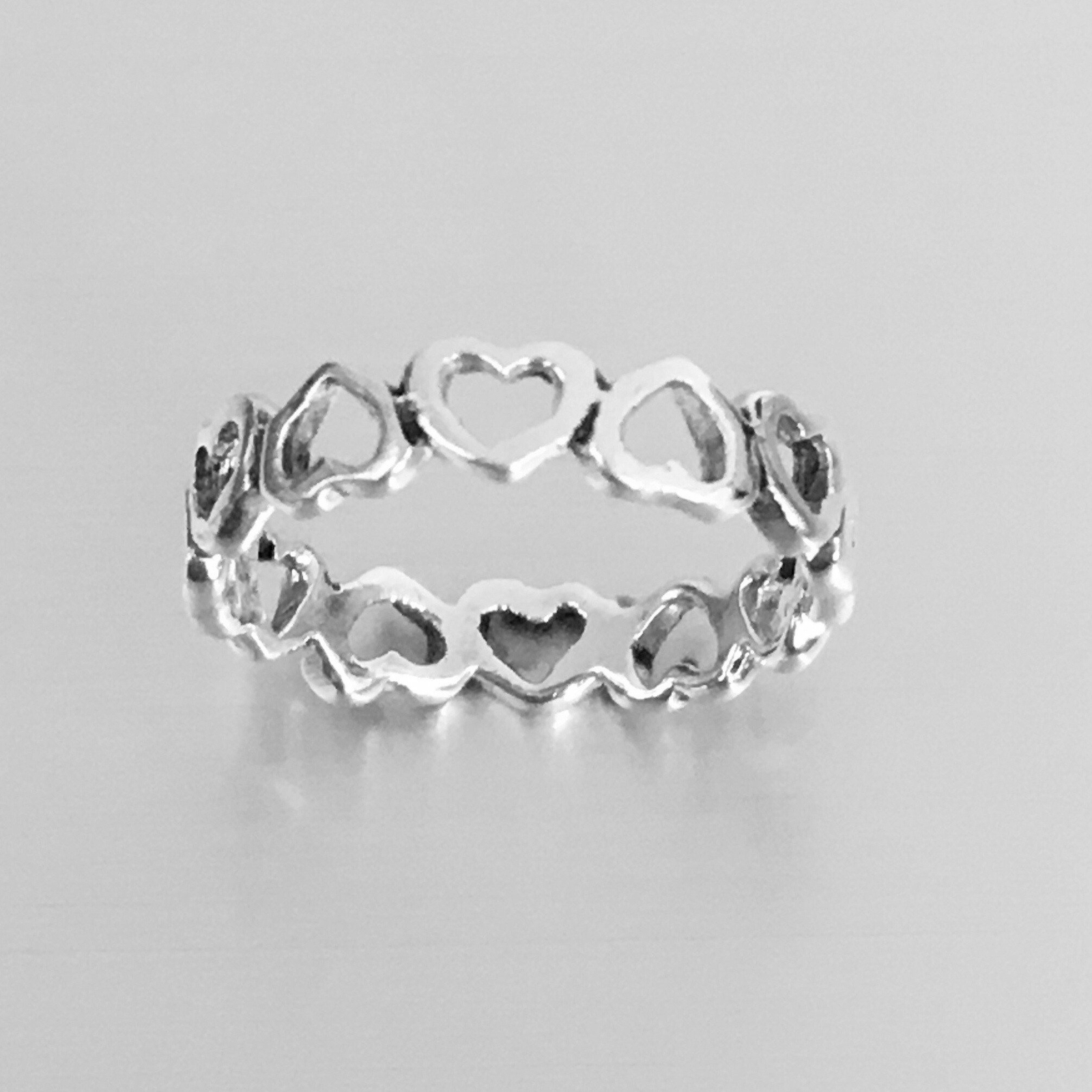 Sterling Silver Endless Inverted Heart Ring, Toe Rings, Love Hearts, Silver Band