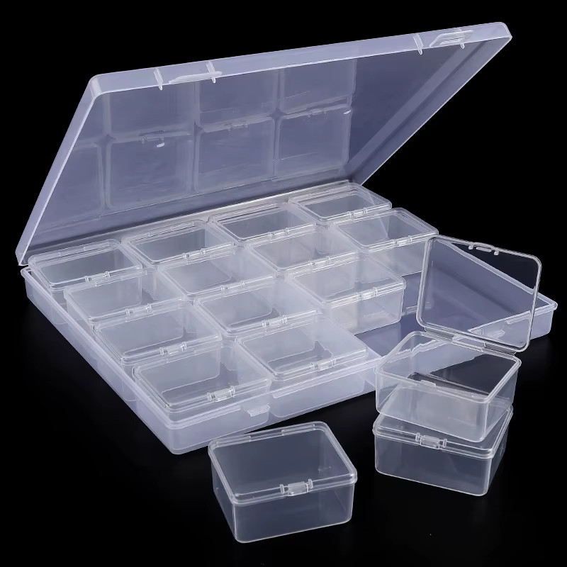 Bead Organizer Box 30Pcs Small Clear Plastic Bead Storage Containers with Hinged