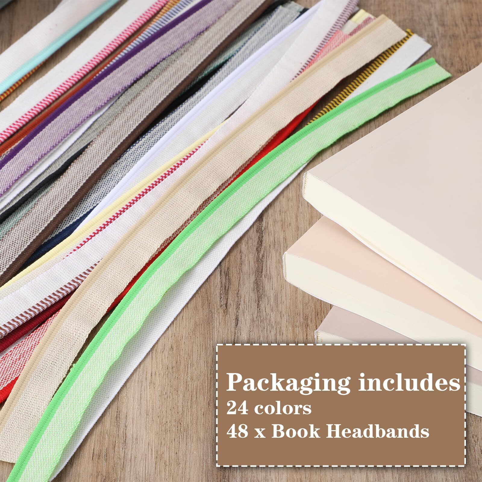 48 Pcs Cotton Book Binding Endbands Cotton Book Headband Kit for Bookbinding