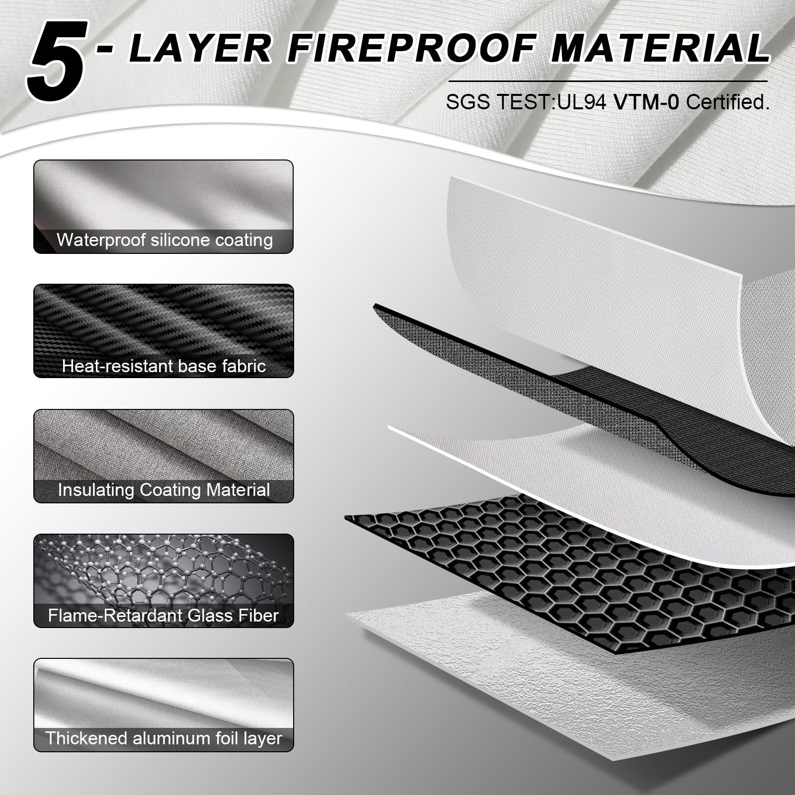 Fireproof Document Bag, 14.5" X11" X2.5", Silver