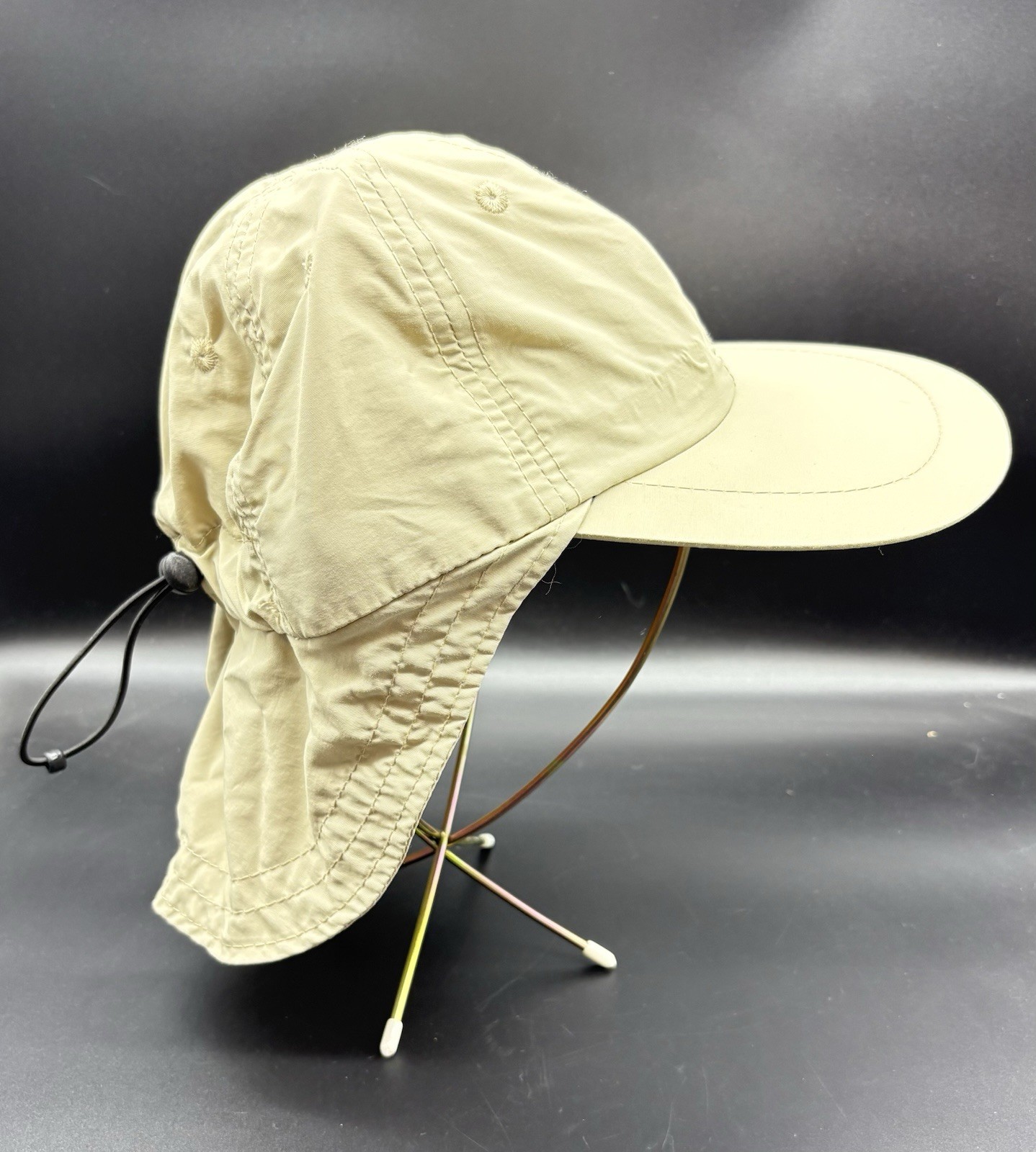 Dorfman Pacific Outdoor Design Nylon Fishing Sun Hat Neck Cover Long Bill Khaki