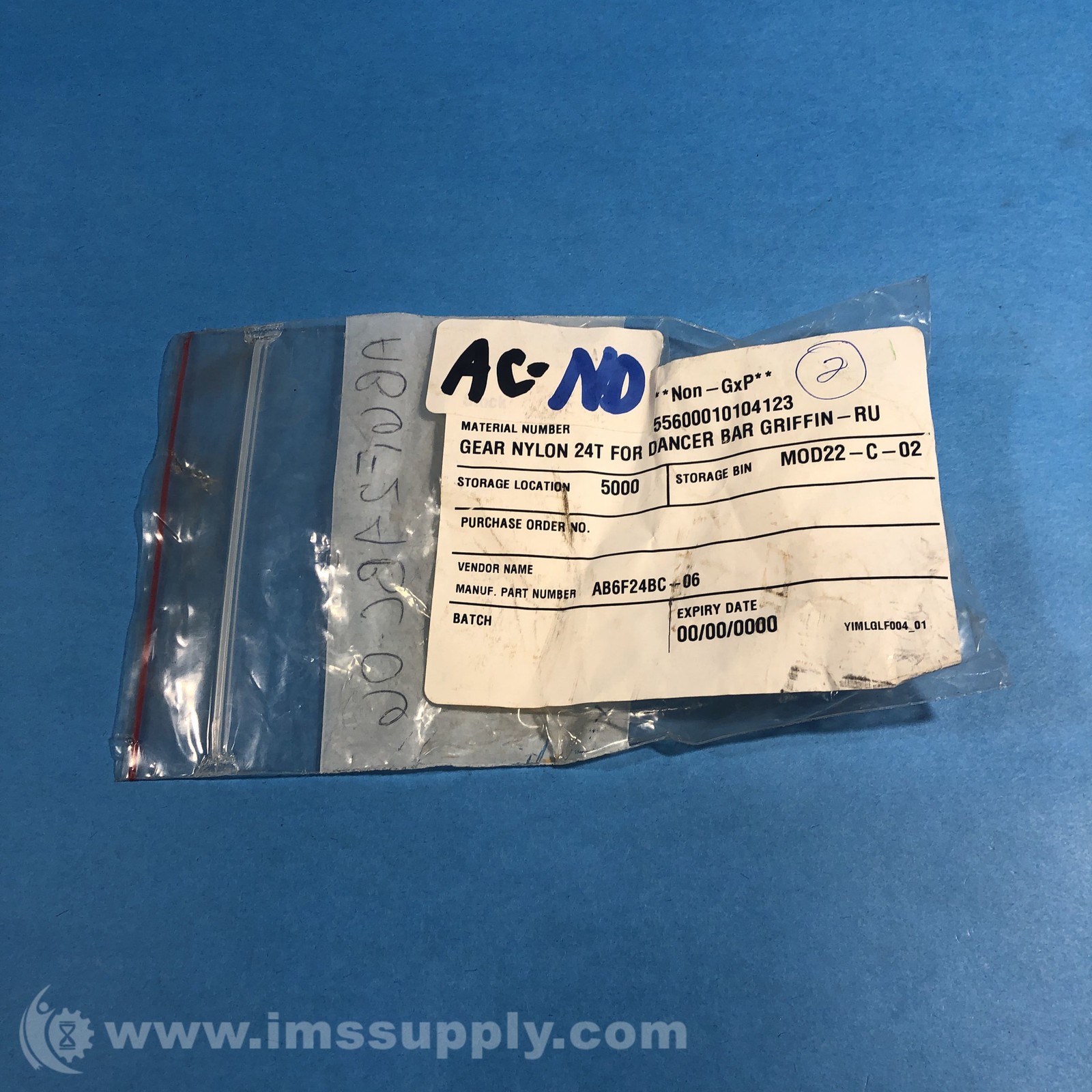Griffin-Rutgers Company Inc. AB6F24BC-06 Pack of 2 Nylon Gears FNIP