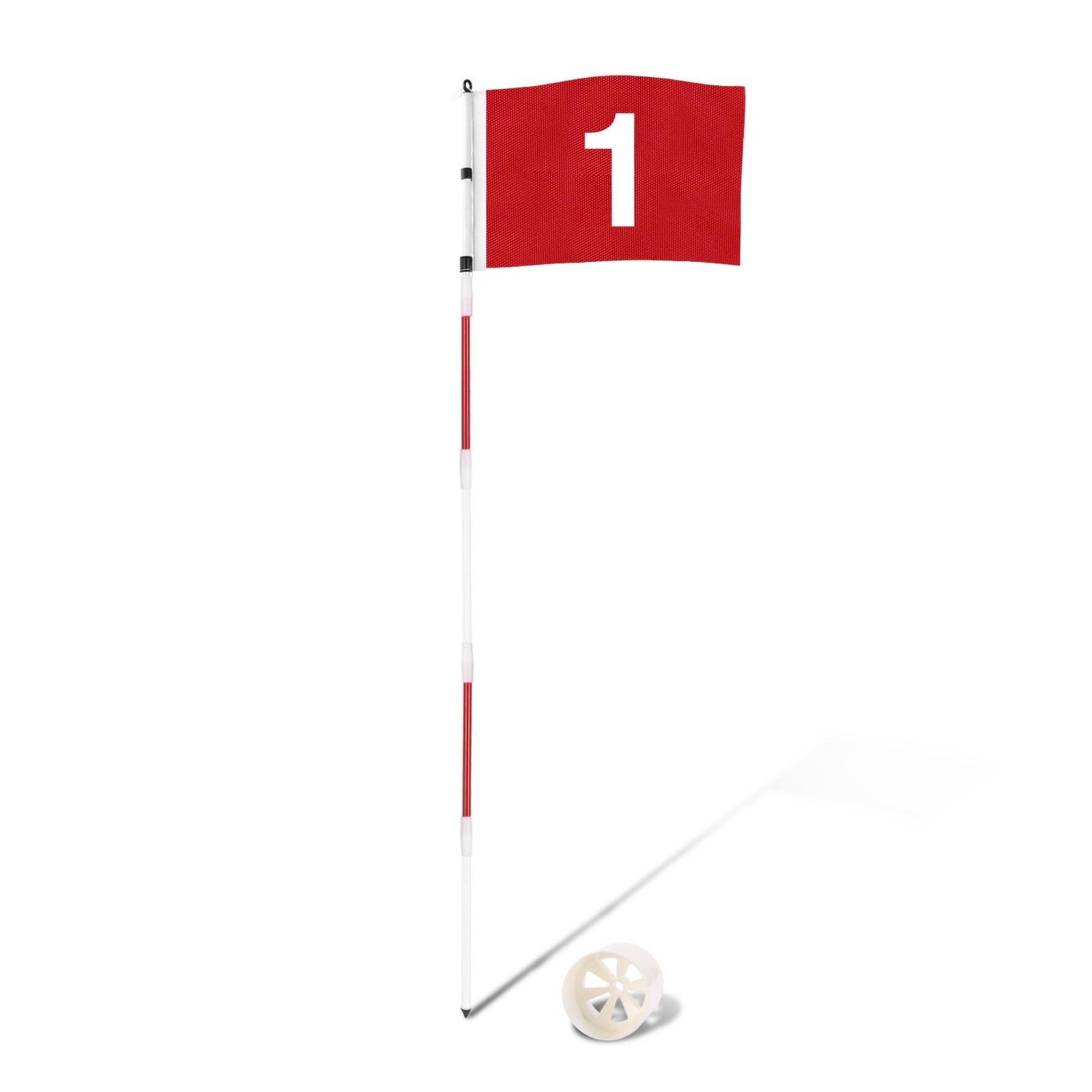 DuraRange 6 ft Golf Flagstick Sets, 5-Section Fiberglass Design | ABS golf ho...