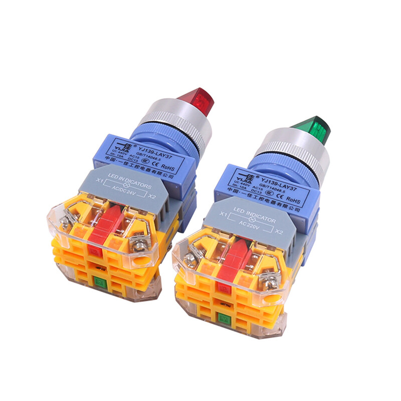 22mm Selector Switch Latching Rotary Switch 2/3 Positions with LED Illumination