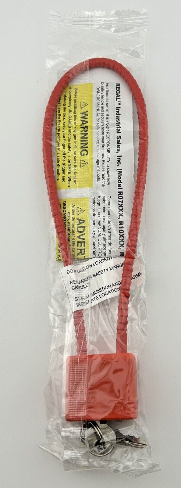 Regal Gun Safety Cable Lock Orange Brand New 2 Keys Instructions Included 8"
