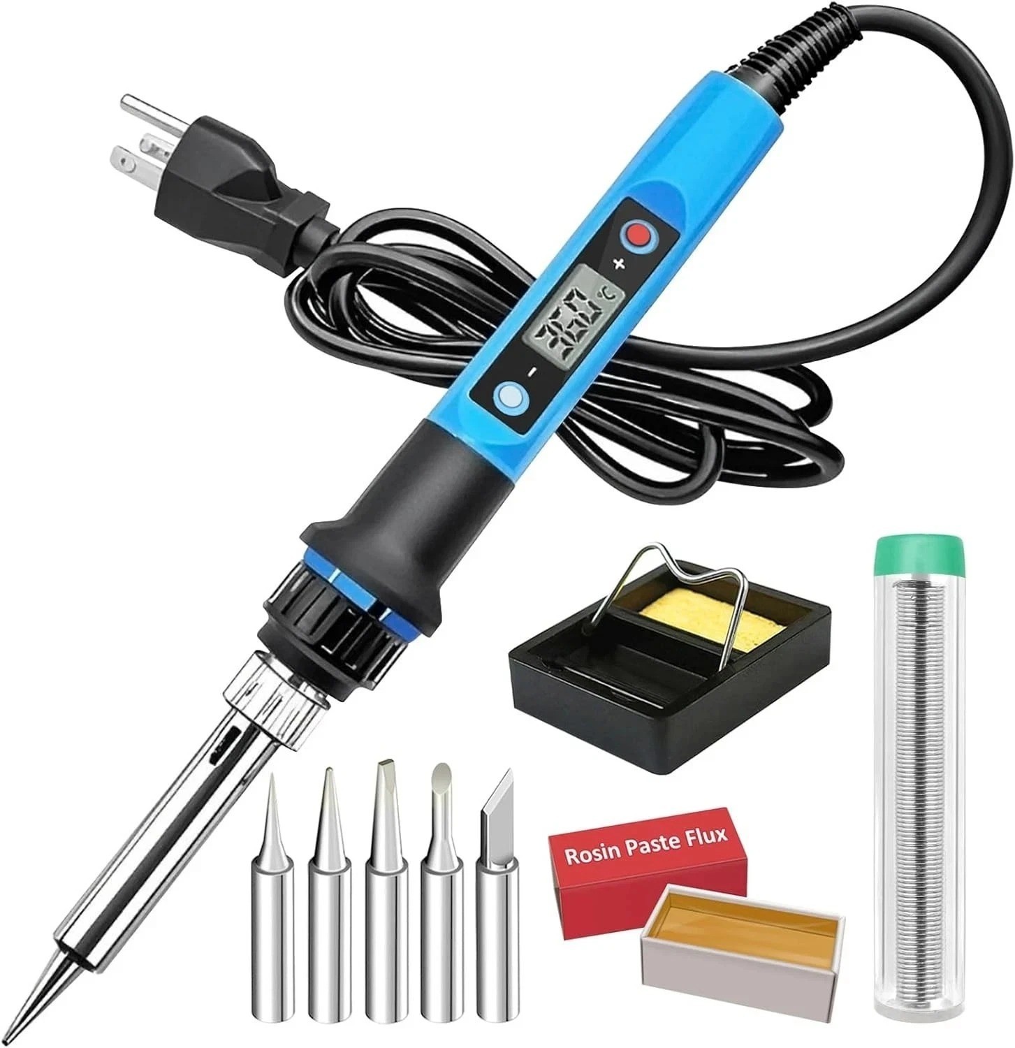 Cautin Para Soldar Estaño Electrico 110v Kit con Puntas Bomba de Desoldar 80W-US