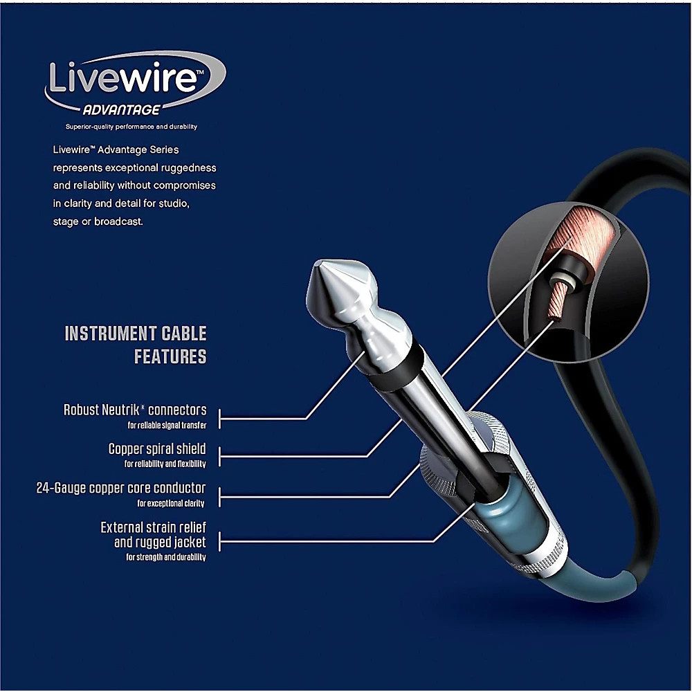 Livewire Advantage Instrument Patch Cable 3-pack Angled/Angled 6 in. Black