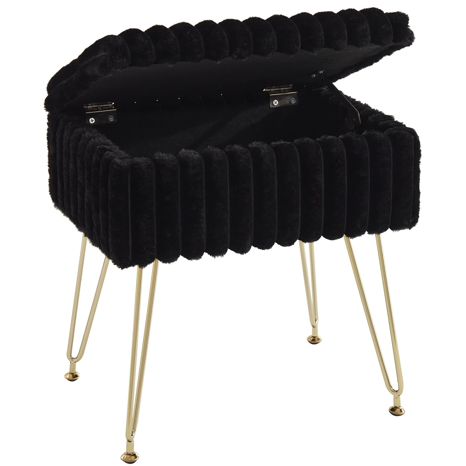 Vanity Stool Chair with Storage, Faux Fur Stools for Vanity