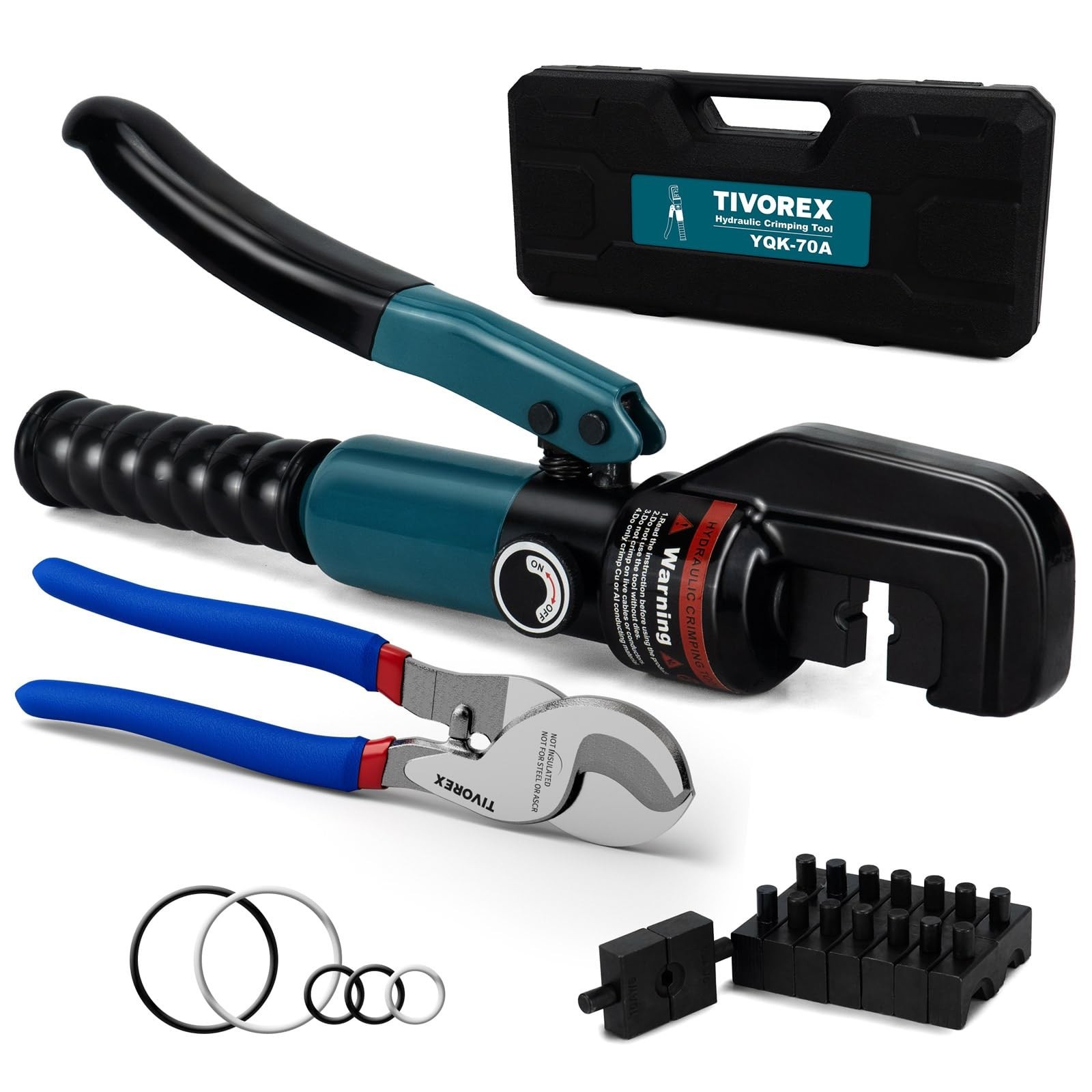 Hydraulic Crimping Tool and Cable Cutter, 12 AWG to 00 (2/0), Electrical Term...