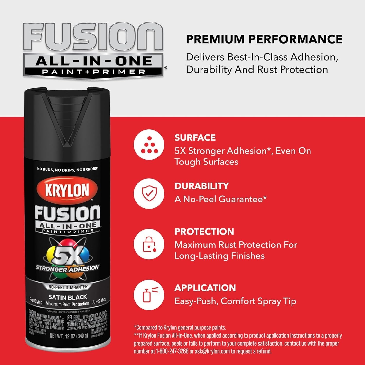 Fast-Drying 12 oz Fusion Adhesive Spray Paint - Rust Resistant for Every Project