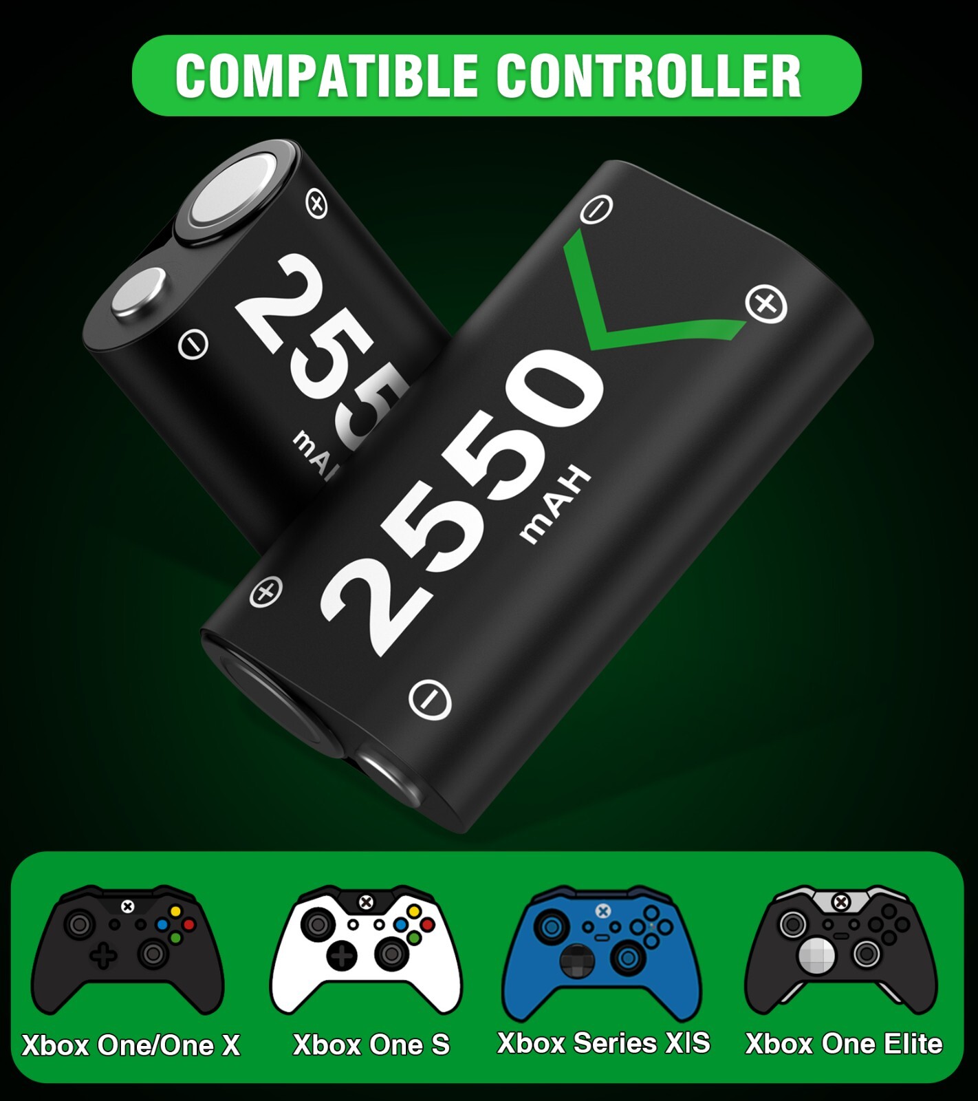 Charging Dock & 2* Xbox Rechargeable Battery Pack for Xbox One Xbox Series X|S