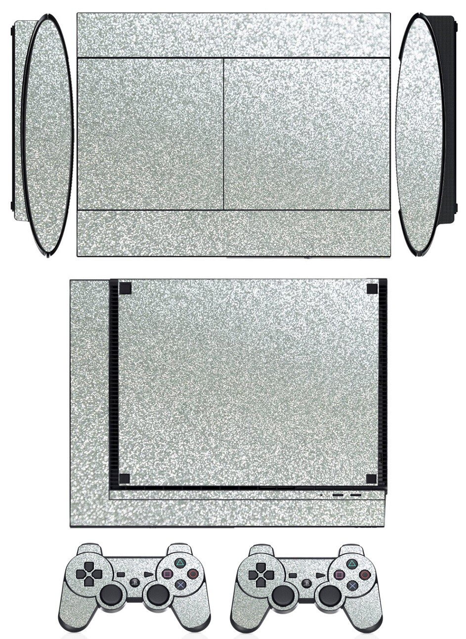 Shining Silver Bling Glitter Skin Sticker for PS3 PlayStation 3 Super Slim