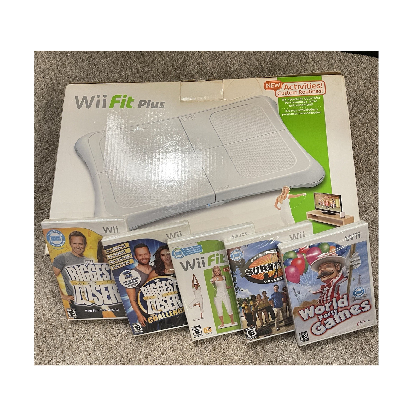 Nintendo Wii Fit Plus Balance Board Fitness Party Action Games Survivor NEW