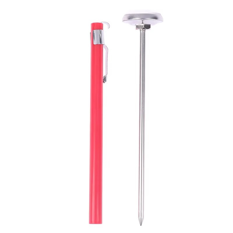 Red Stainless Steel Food Thermometer Kitchen Probe Milk Coffee Tea Temperature
