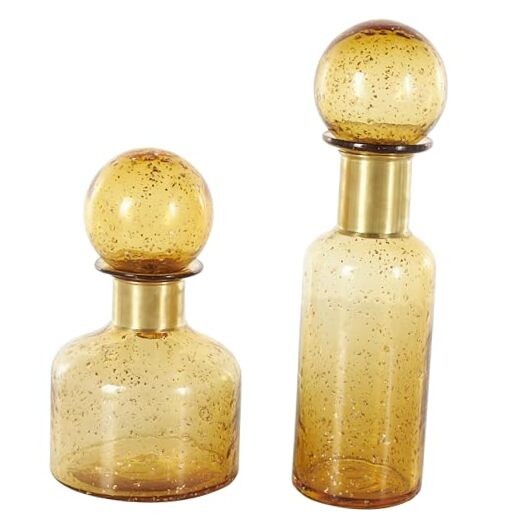 Glass Living Room Decorative Jars Speckled Ombre Decorative 14", 10"H Yellow