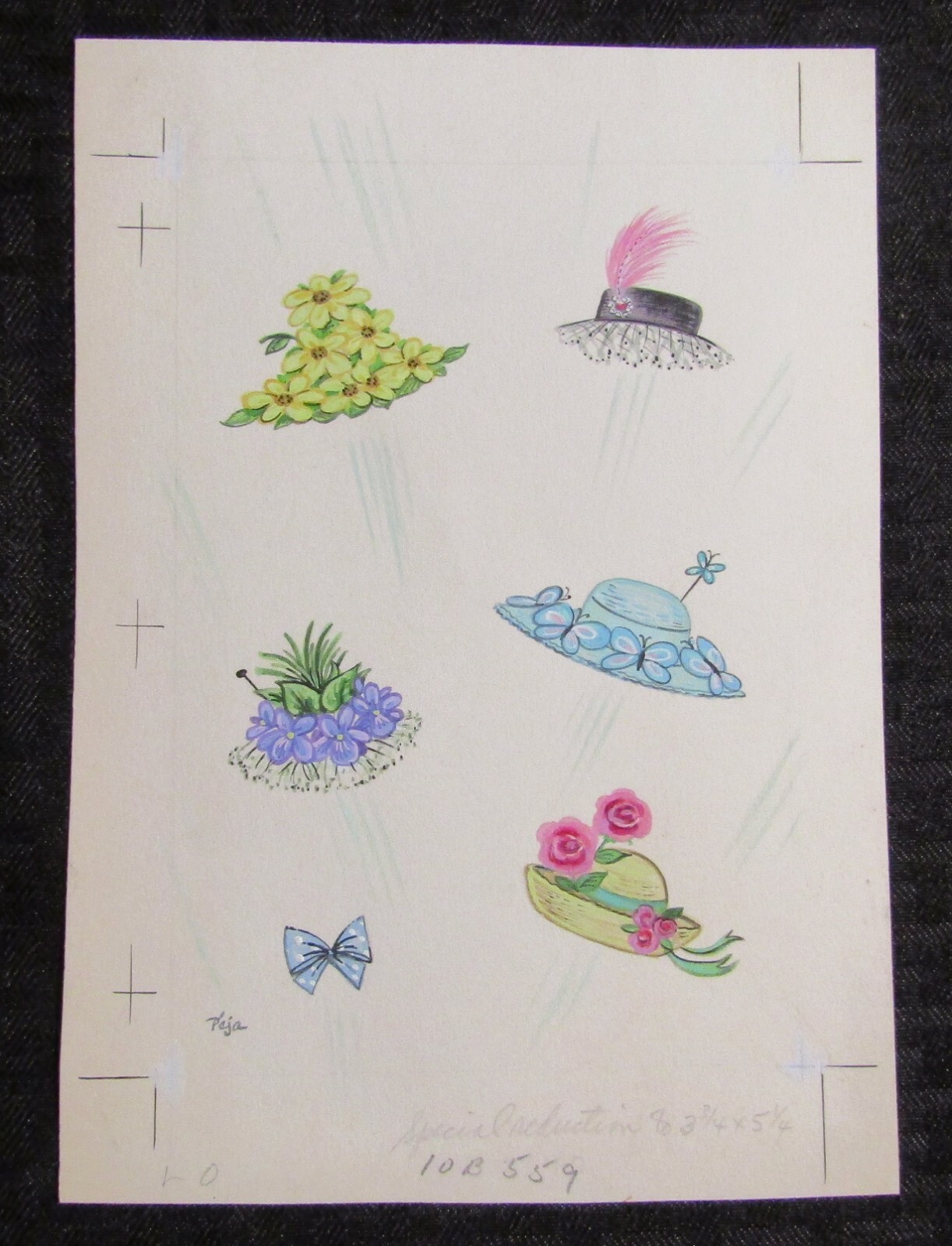 MOTHER HAPPY BIRTHDAY Six Colorful Hats 6.25x9" Greeting Card Art #B509