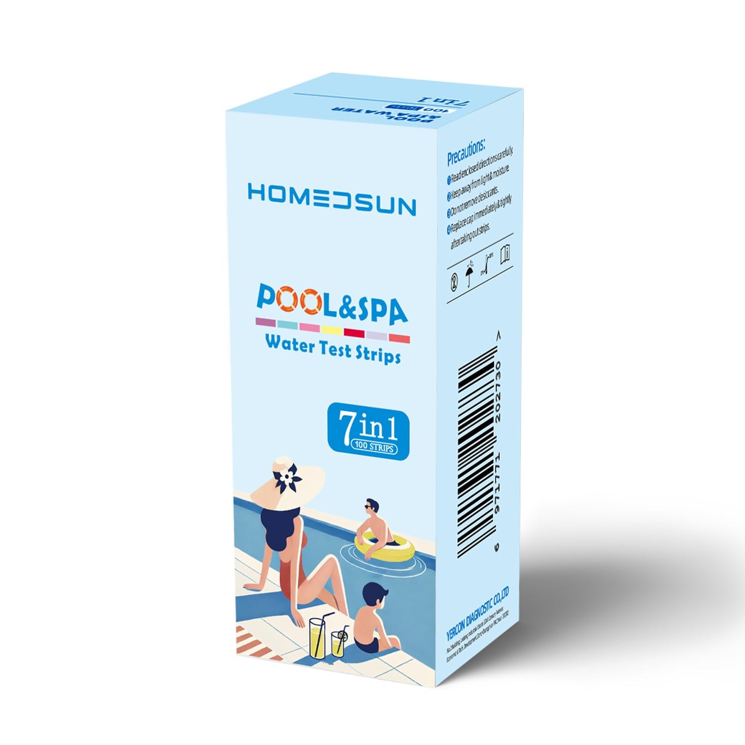 HOMEDSUN 7 in 1 Pool and Spa Hot Tub Water Test Strip Kit Quick Accurate blue