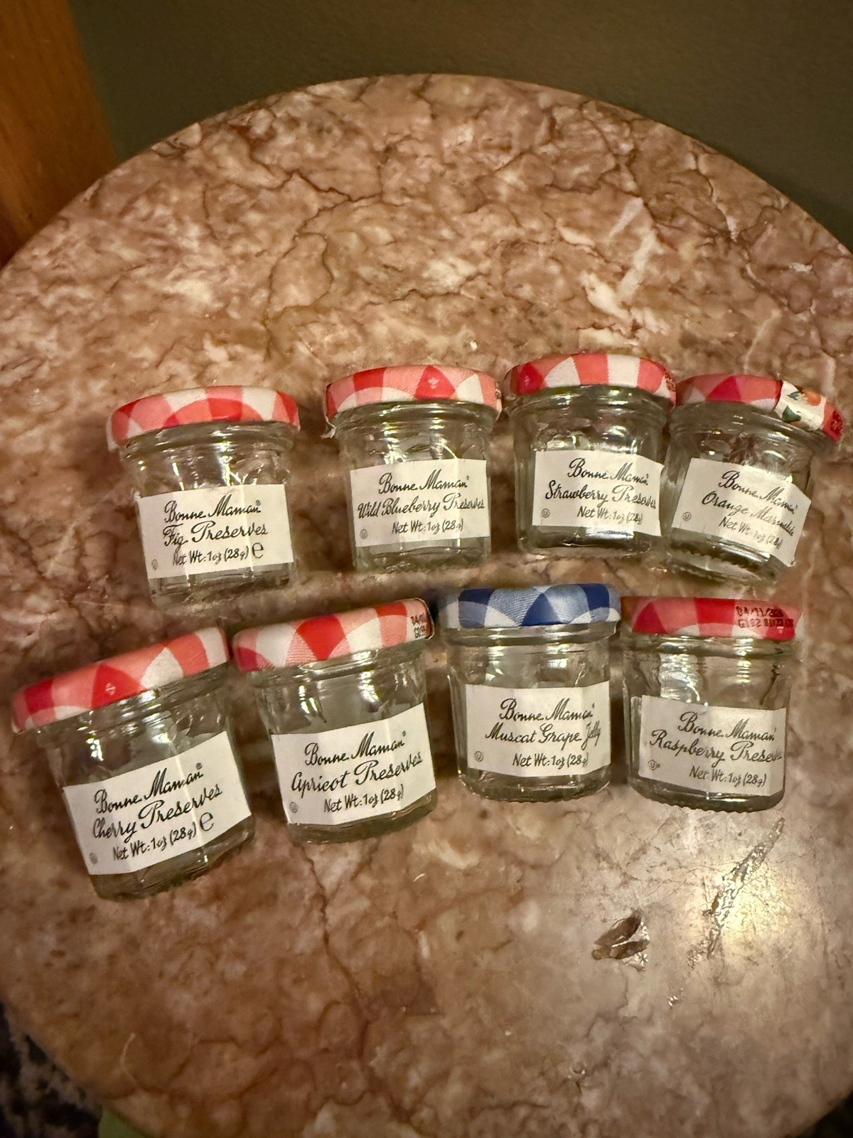 Lot of 8 Mini Jars Bonne Maman France 1 Oz Empty Glass Jars Jams Crafts Lid